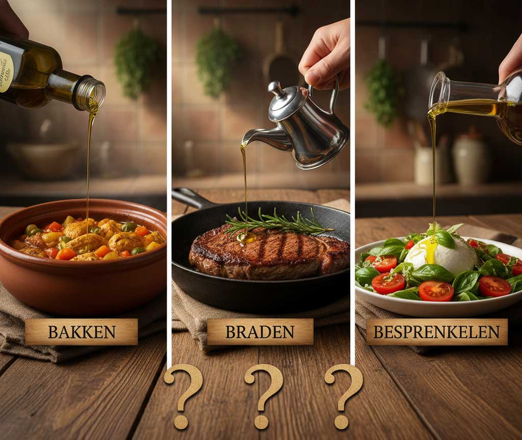 De Grote Olijfolie Vraag: Bakken, Braden of Besprenkelen?
